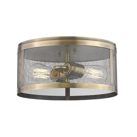 Z-Lite Meshsmith 2 Light Flush Mount, Natural Brass & Natural Brass 331F12-NB